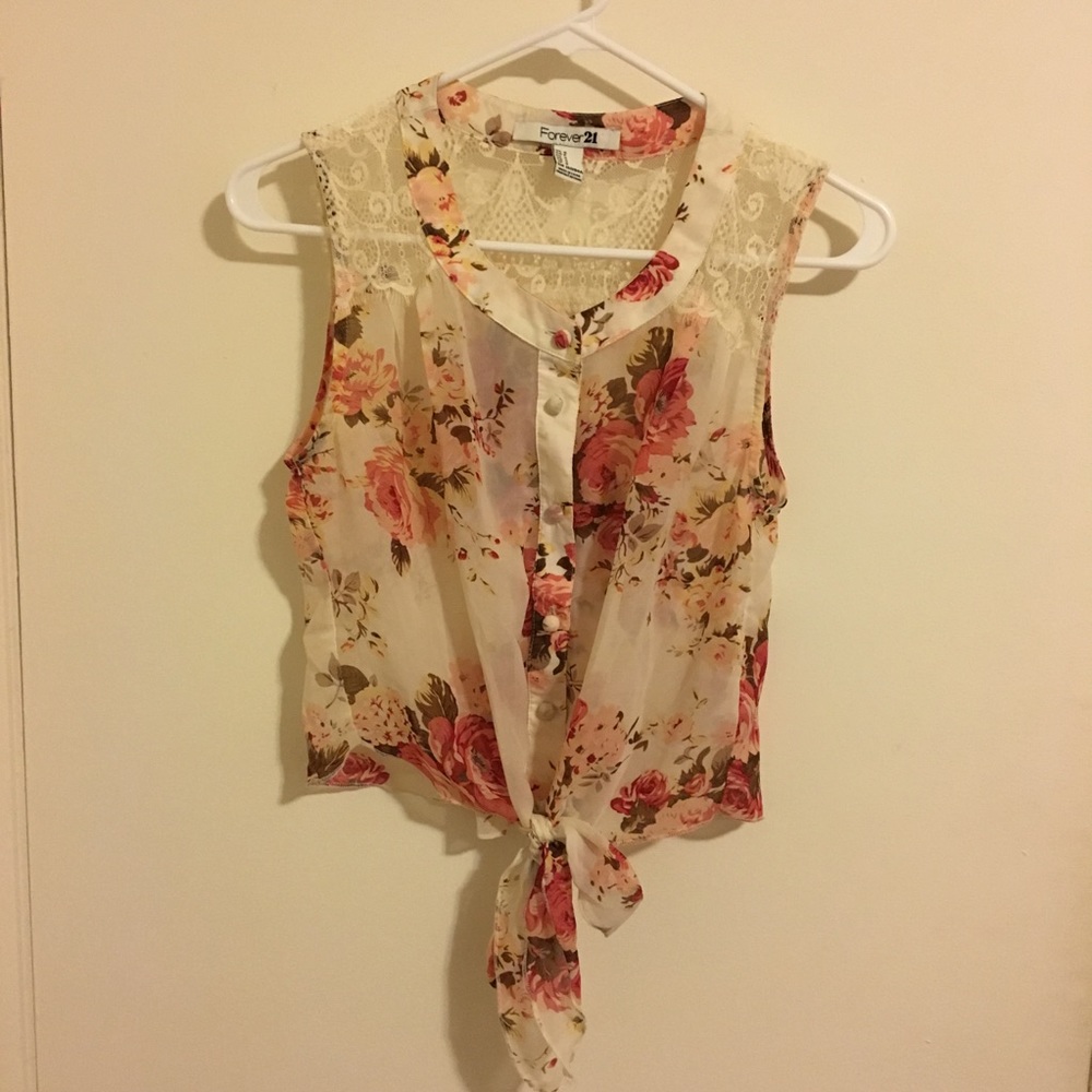 F21 Floral Lace Tank